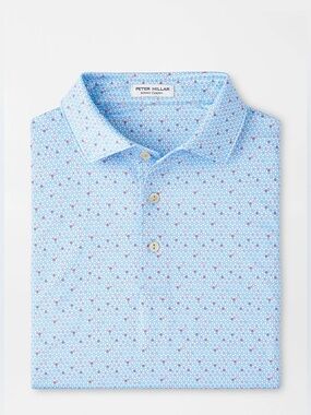 Peter Millar Costanzo Geo Performance Polo Cottage Blue XL NWT